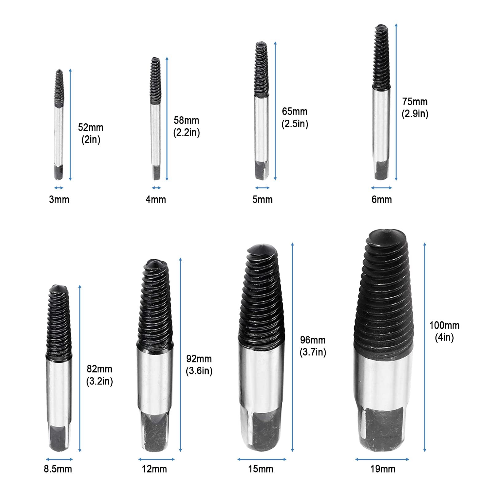 8 pcs Damaged Stripped Screw Extractor Set Broken Bolt Water Pipe Remover Set