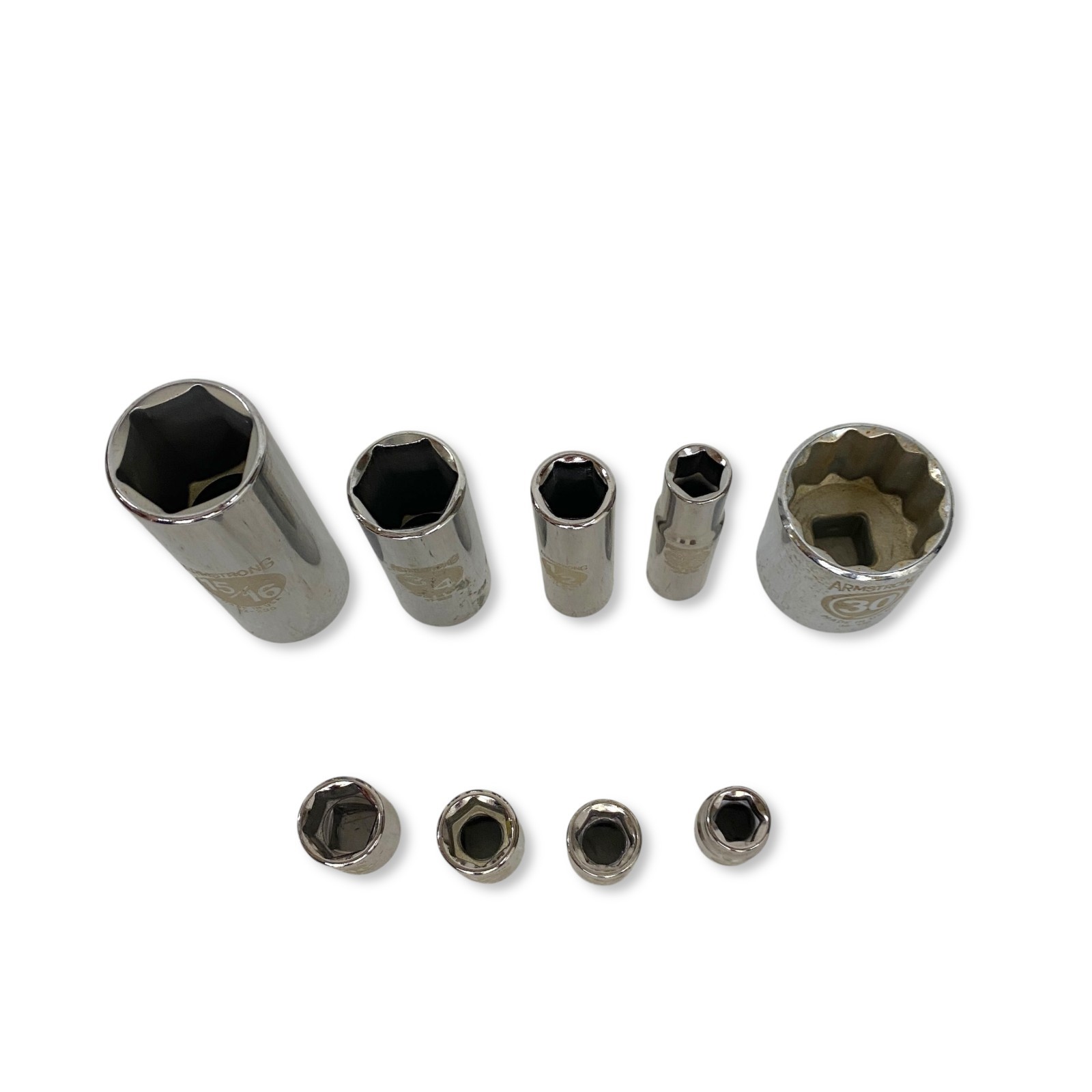 Armstrong USA Socket Set, 6-Point & 12-Point Mixed, 9 Pieces, Deep & Standard