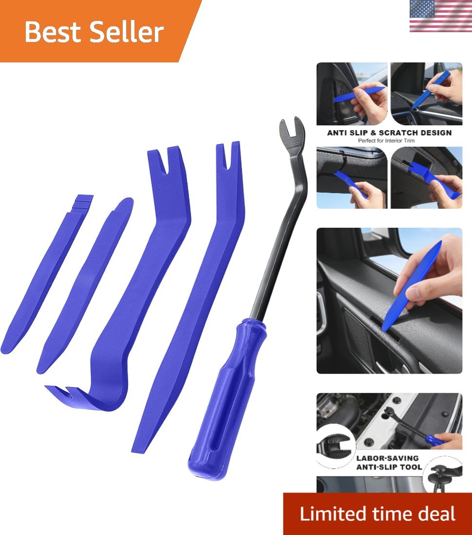 5-Piece Blue Auto Clip Removal Tool Set – Perfect for Car Panel Adjustments