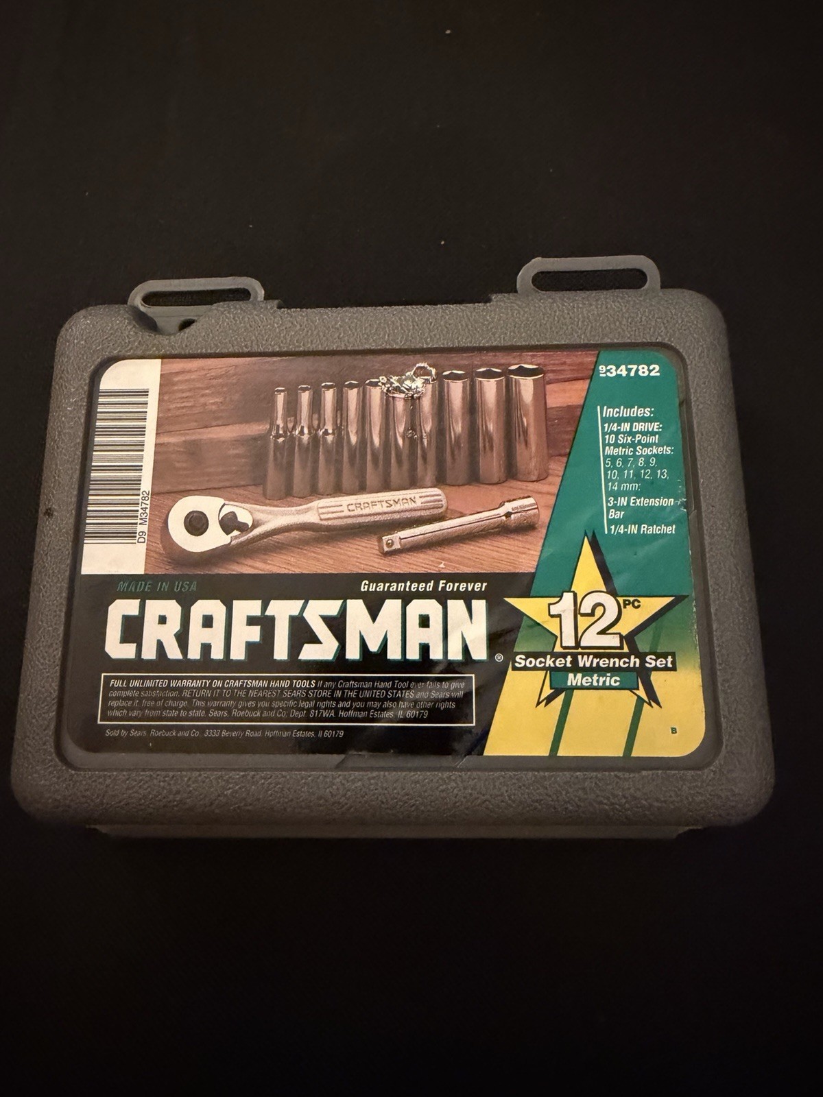 🇺🇸Craftsman Tools USA 34782 12pc Metric 1/4″ Drive Deep Socket Ratchet Set NOS