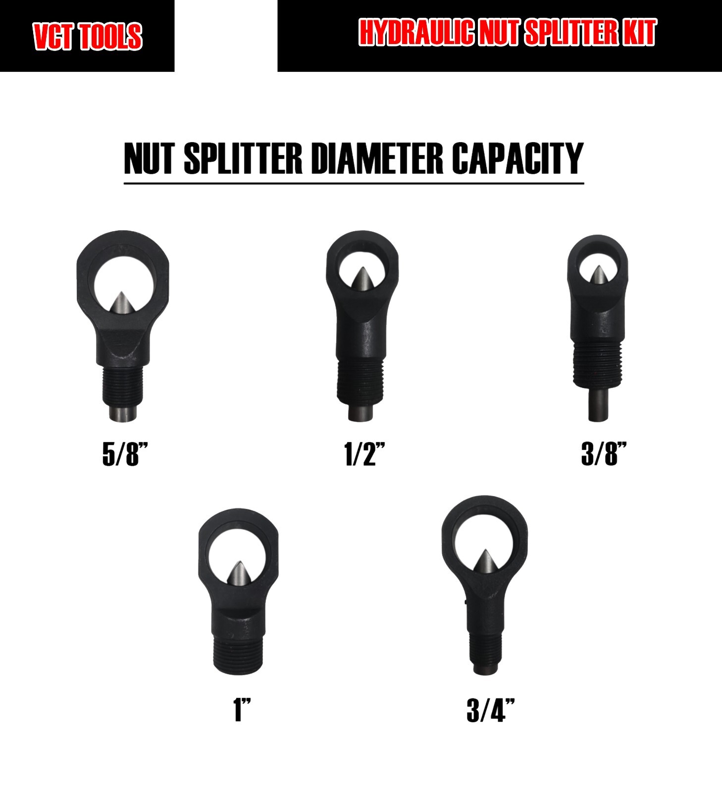 8PC Hydraulic Nut Splitter Cracker Breaker Extractor Seized Damaged Bolt 3/8-1″