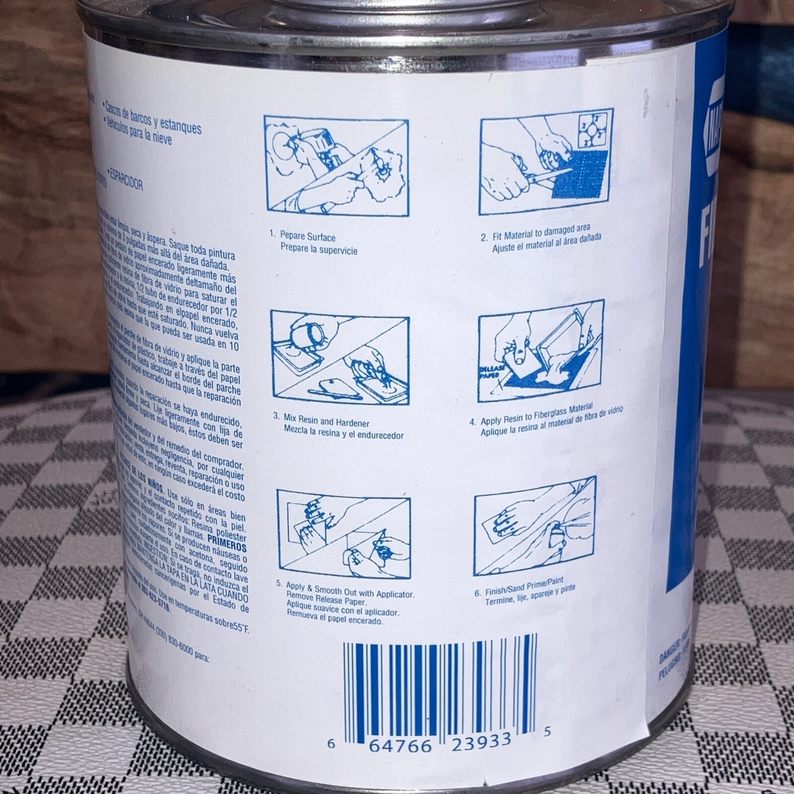 Napa Fiberglass Resin 765-1285 1 Quart New.