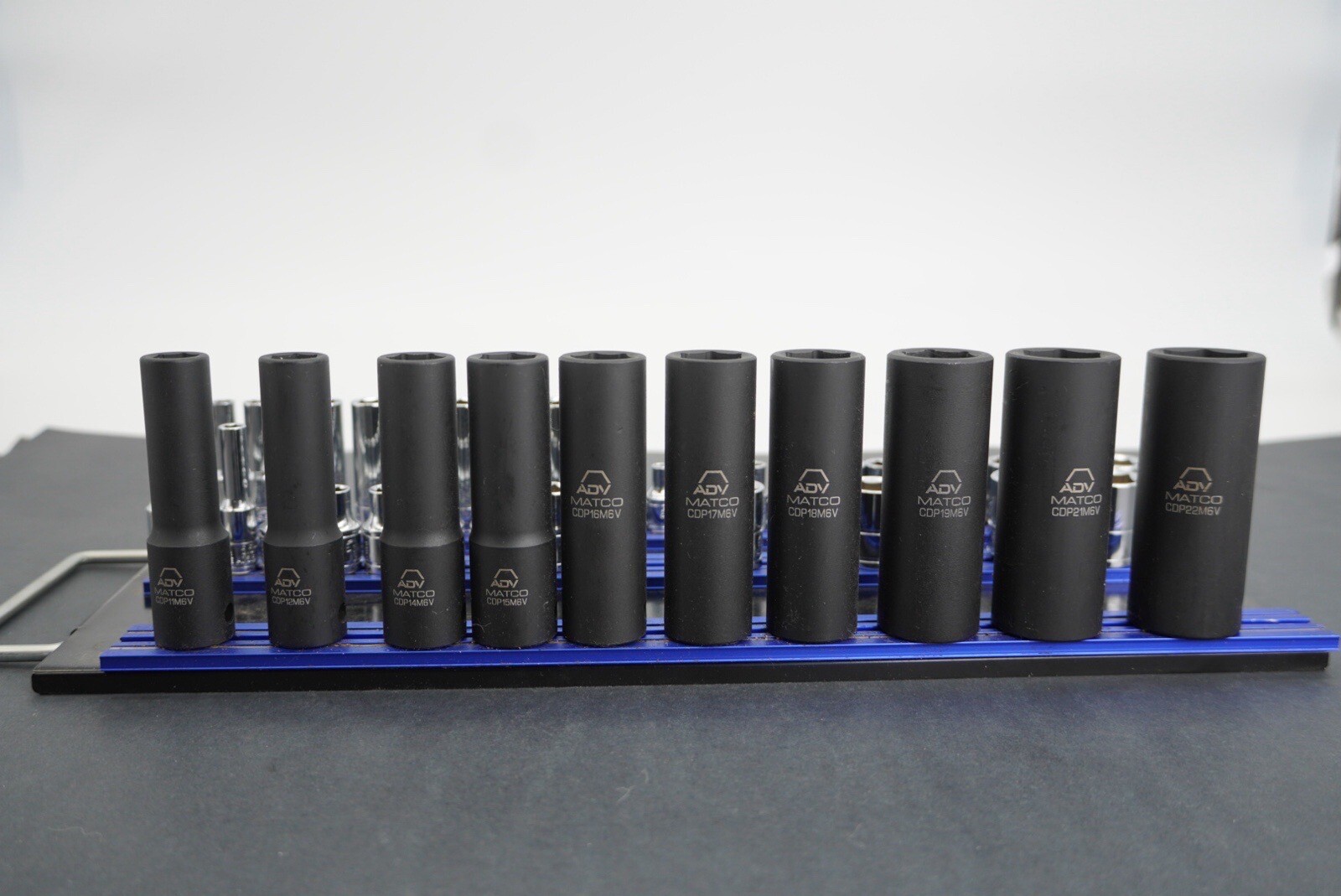 Matco Tools ADV Silver Eagle Socket Set Metric Deep Shallow Chrome Impact Rail