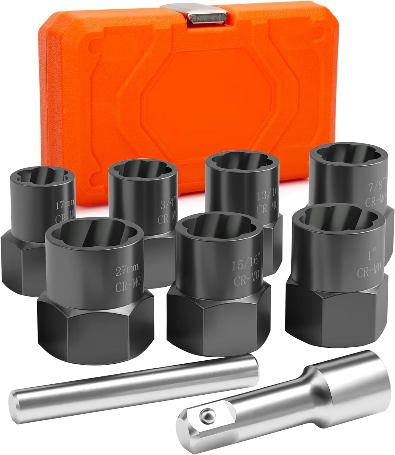 9PCS Bolt Extractor Kit Heavy Duty, 1/2″ Drive Impact Lug Nut Remover Tool