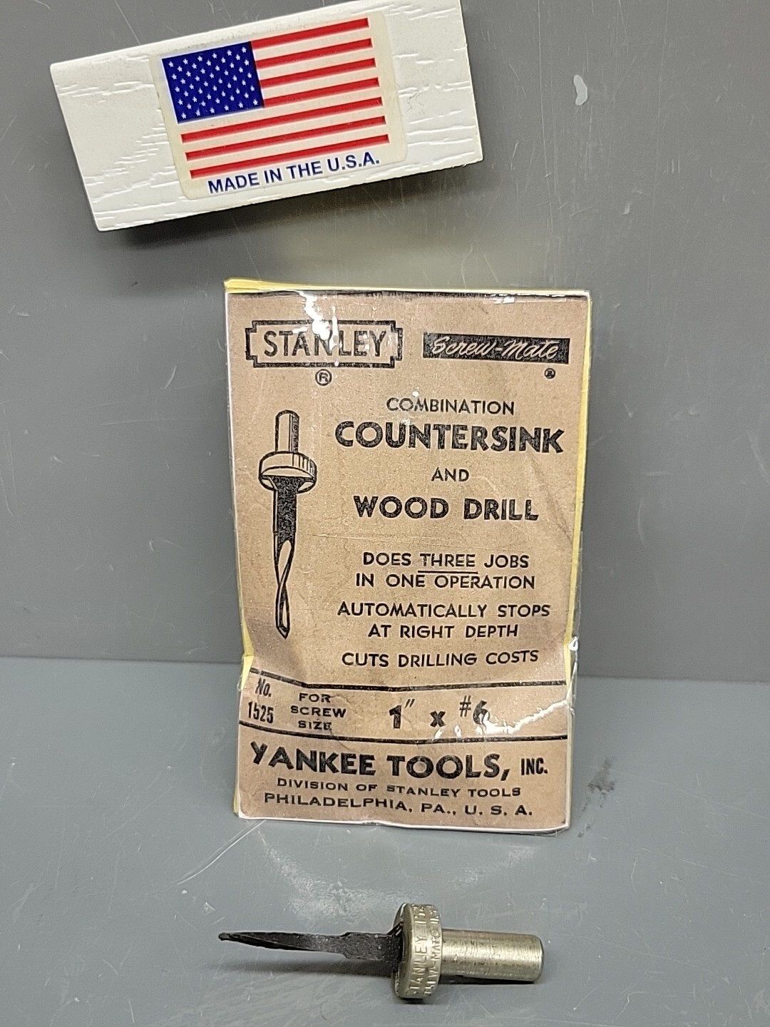 Stanley Screw-Mate Drill Countersink 04-602 Wood Drill 1″ x #6 1525 NOS USA