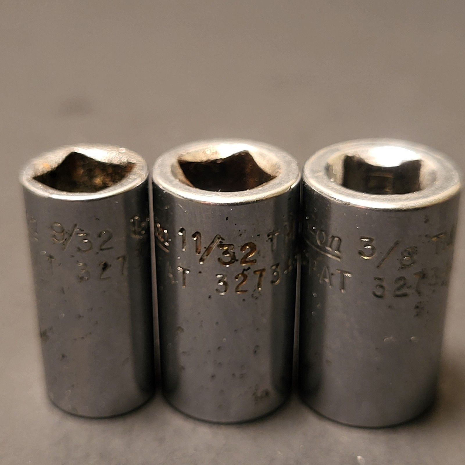 Snap On 5 piece 1/4” drive sockets 6 point 7/16” 14mm 3/8” 11/32” 9/32”