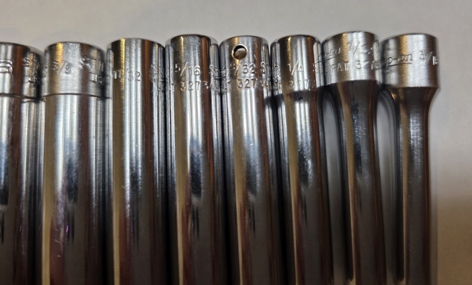 Snap On 10Pcs 1/4″ 6PT SAE Deep Socket Set STM6,7,8,9,10,11,12,14,16,18