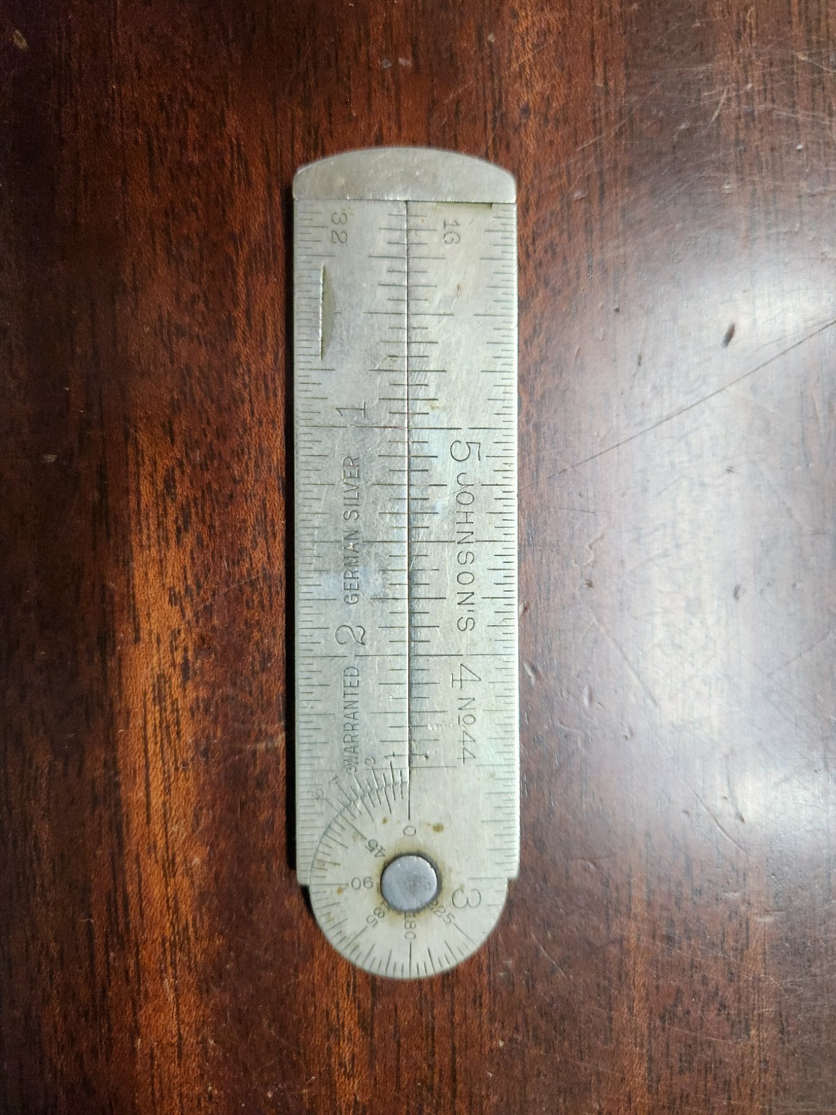 JOHNSON’S TOOLS LONG No. 44 GERMAN SILVER CALIPER PROTRACTOR RULER Jan 08, 1907