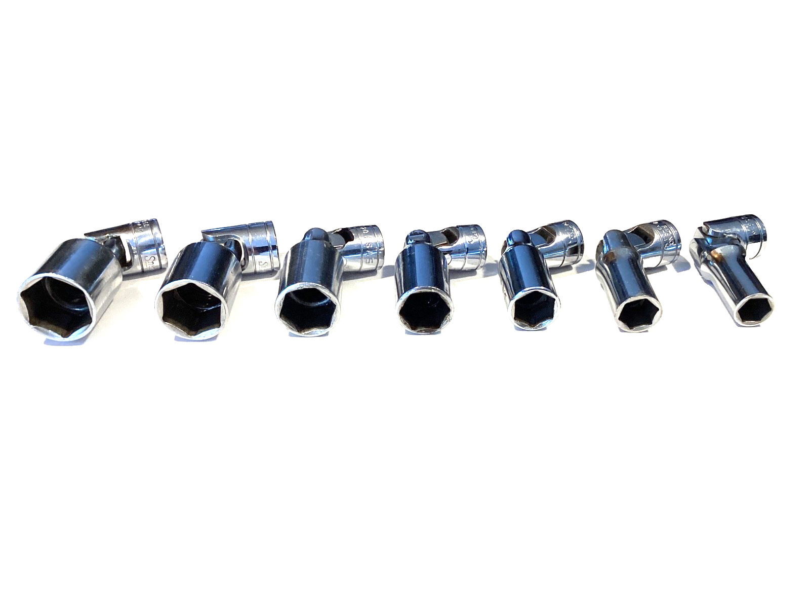 Snap On USA 207FSU 7 Piece 3/8″ Drive 6 Point SAE DEEP Swivel Socket Set NICE