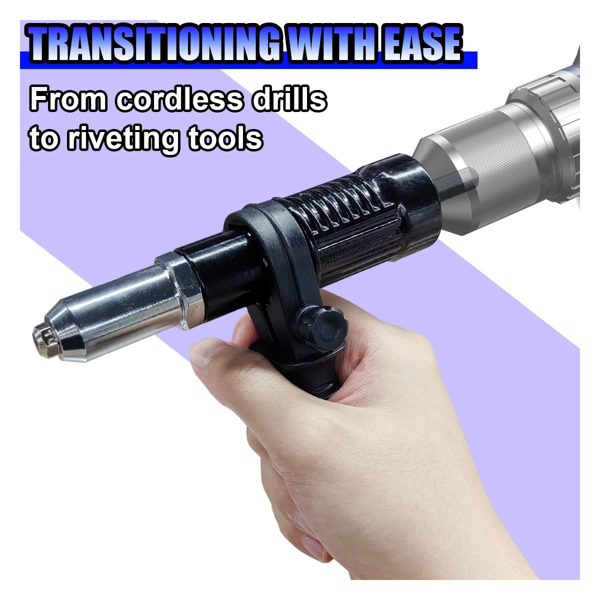 Tuxihapp Pop Rivet Gun Adapter Kit, Drill Tool with 1SET, Black&Silver