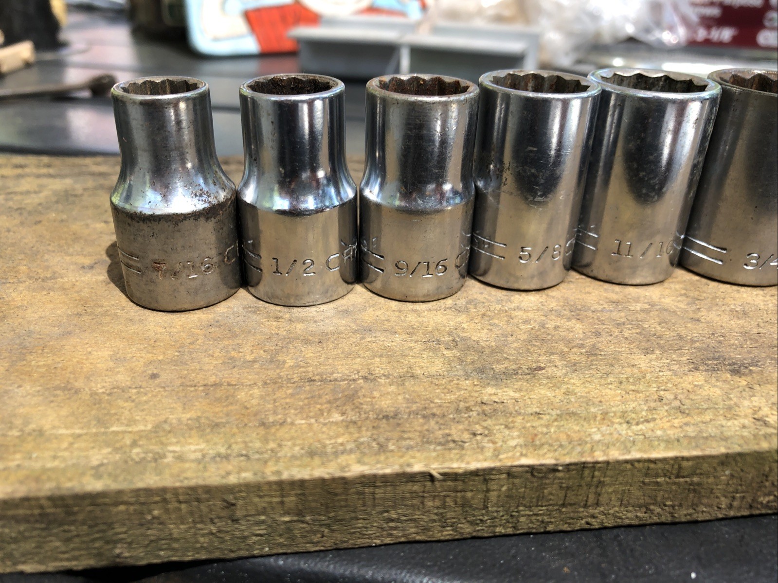 Craftsman “V” Series 1/2 Drive 12 Pt Socket Set 7/16-1” USA 10 Pcs Old No Number