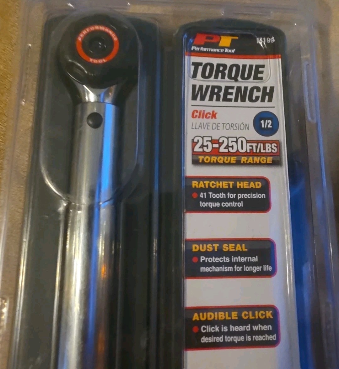 1/2″ Drive Click Type Torque Wrench 25 to 250 Ft. lbs. 41 Tooth Ratchet