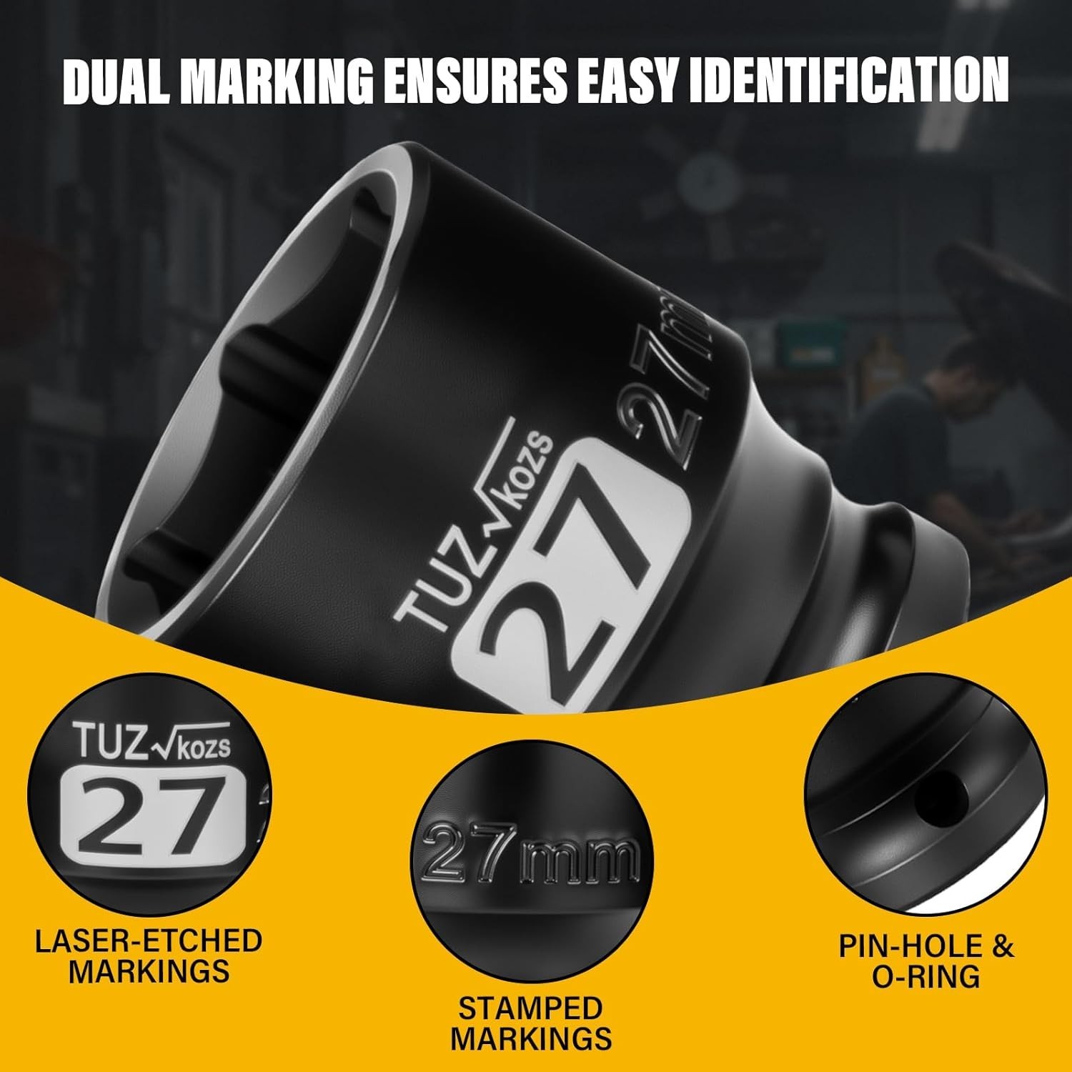 Durable 1/2 Inch Drive 27mm Shallow Impact Socket – Corrosion-Resistant Design