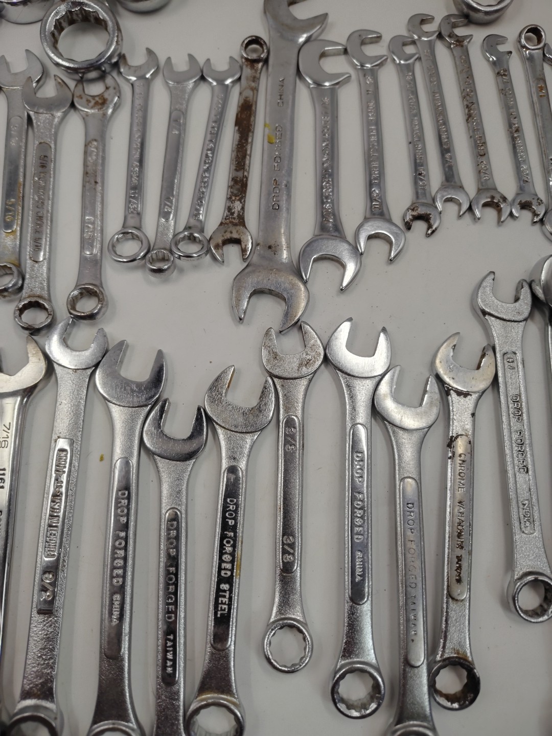 Lot of 68 SAE & Metric Combination Wrenches Craftsman Duralast + Keter Tool Box