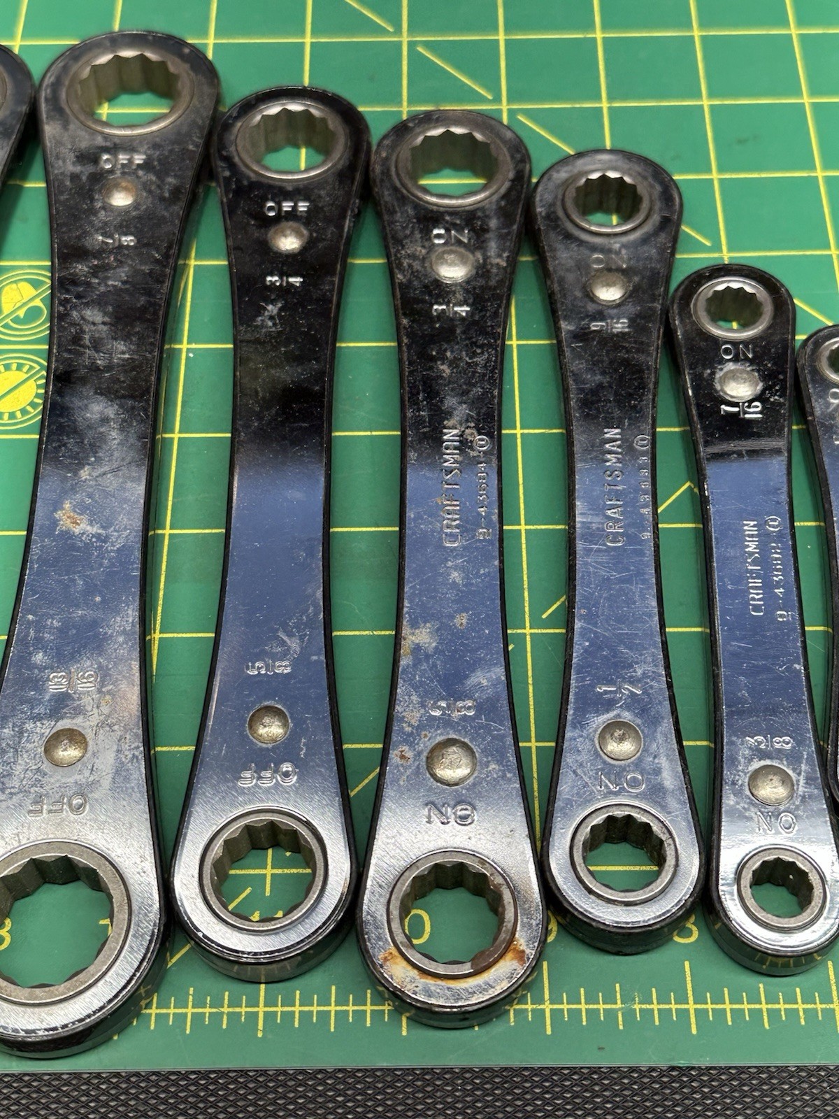 Lot Of 8 VTG Craftsman Double Box End Ratcheting Wrenches Circle «i»