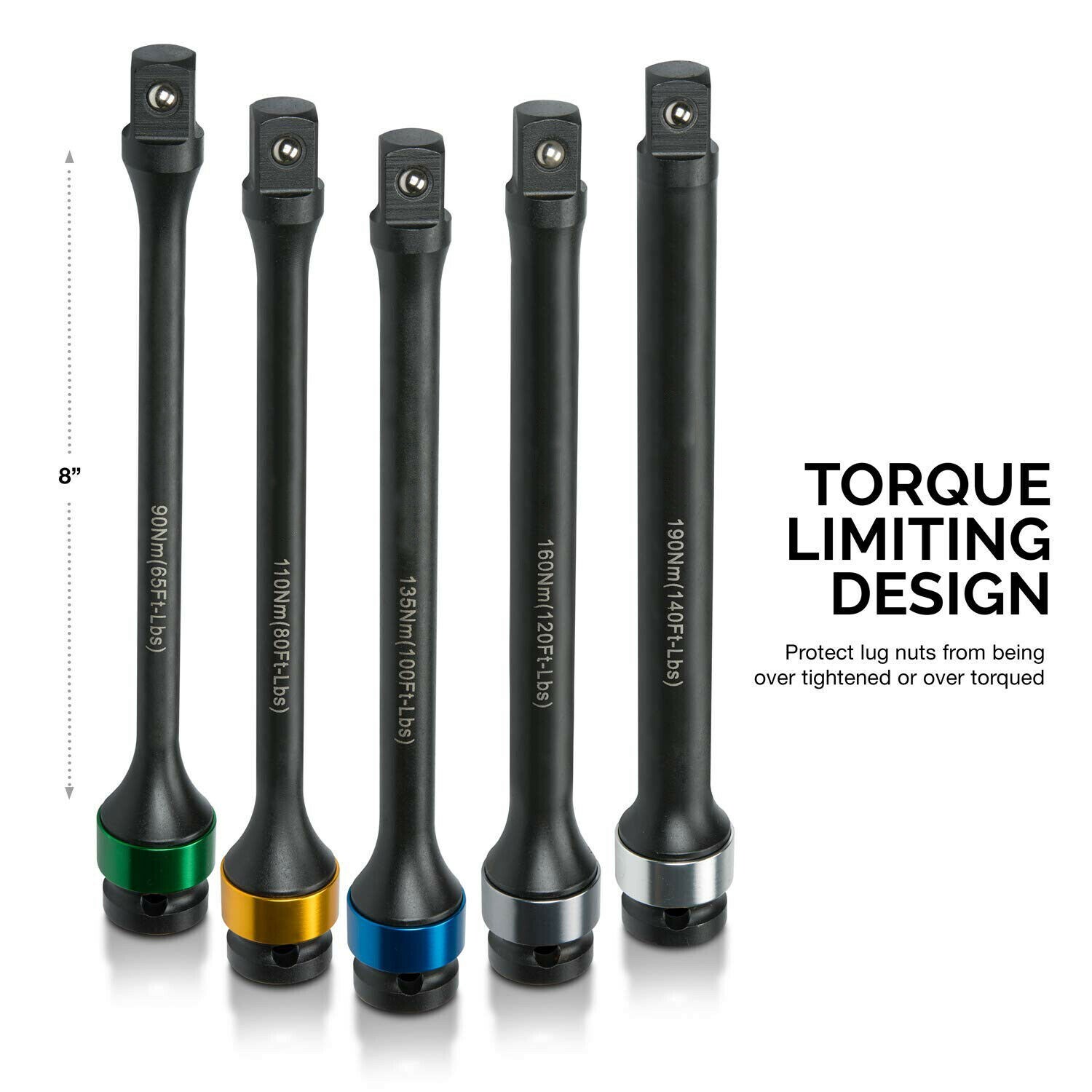 Flash Sale! 5 Pc 1/2″ Drive Torque Limiting Extension Sticks Set