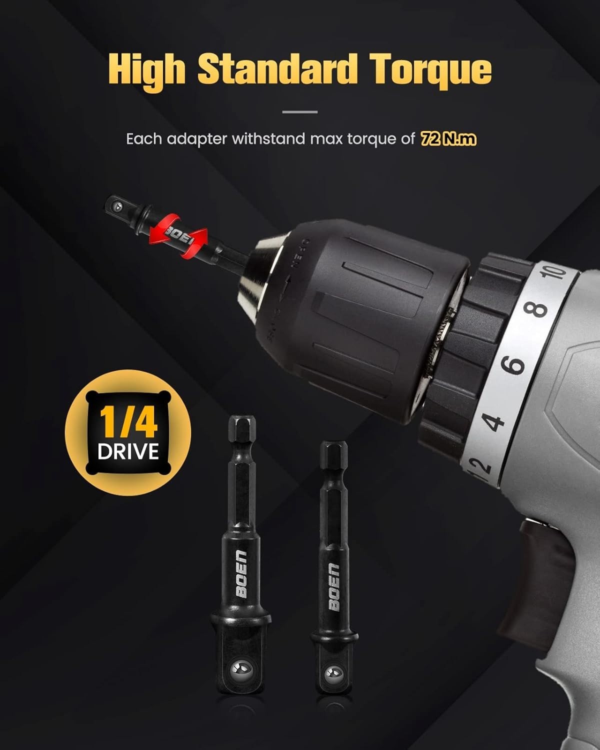 Chrome Vanadium Socket Adapter Set – 3-Piece with Black Phosphate Finish