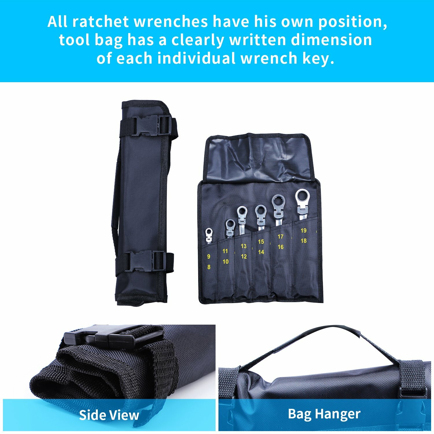 Double Box End Ratcheting Wrench Set Metric 6-Piece, 8mm-19mm, 72-Tooth Ratchet
