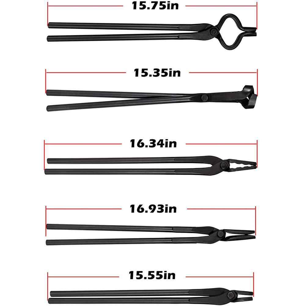 Knife Making Tongs Blacksmith Bladesmith Tong Set Vise Anvil Forge Tools-5PCS