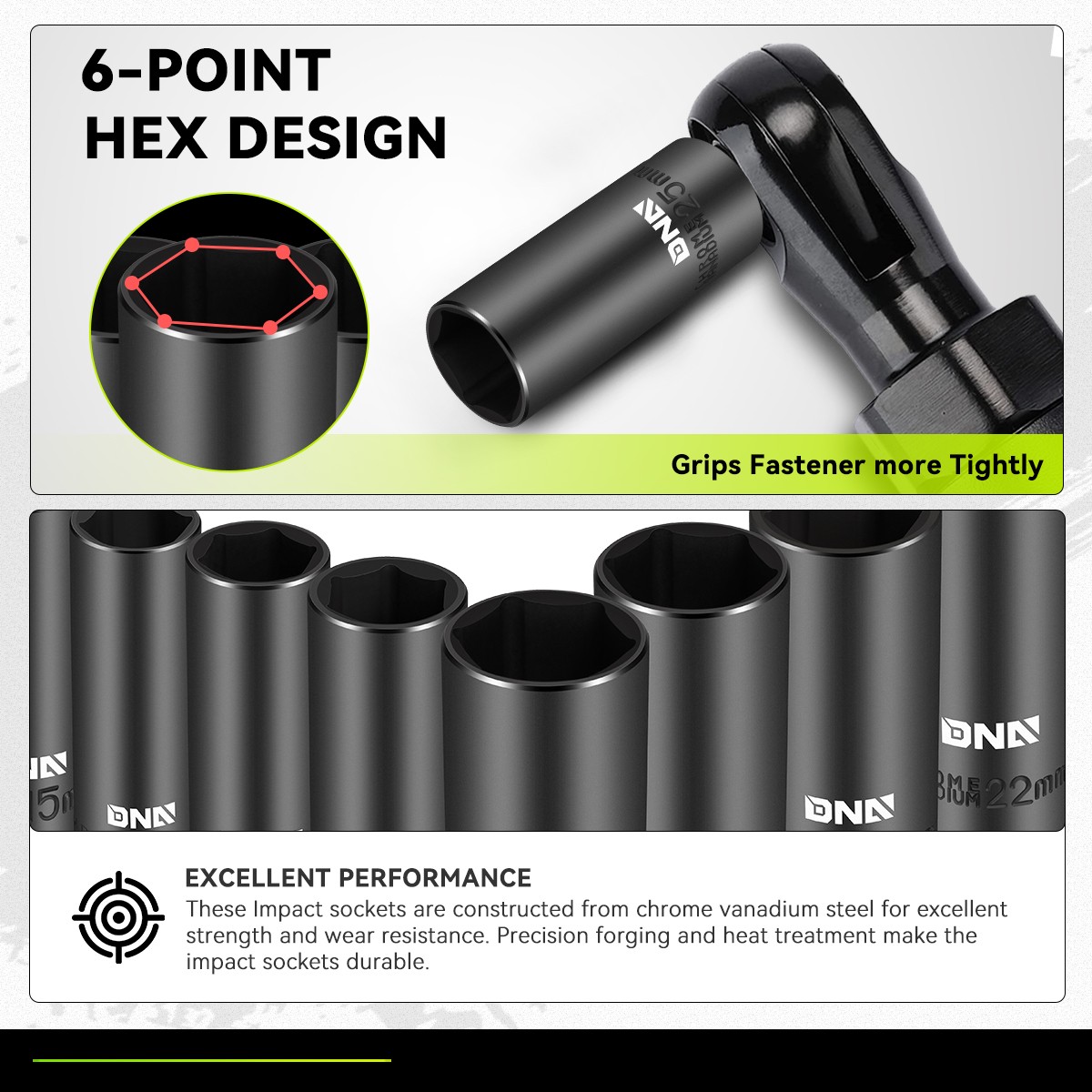 16Pack 1/2″ 10-25mm Chrome-Vanadium Steel Drive Metric Deep Impact Socket Set