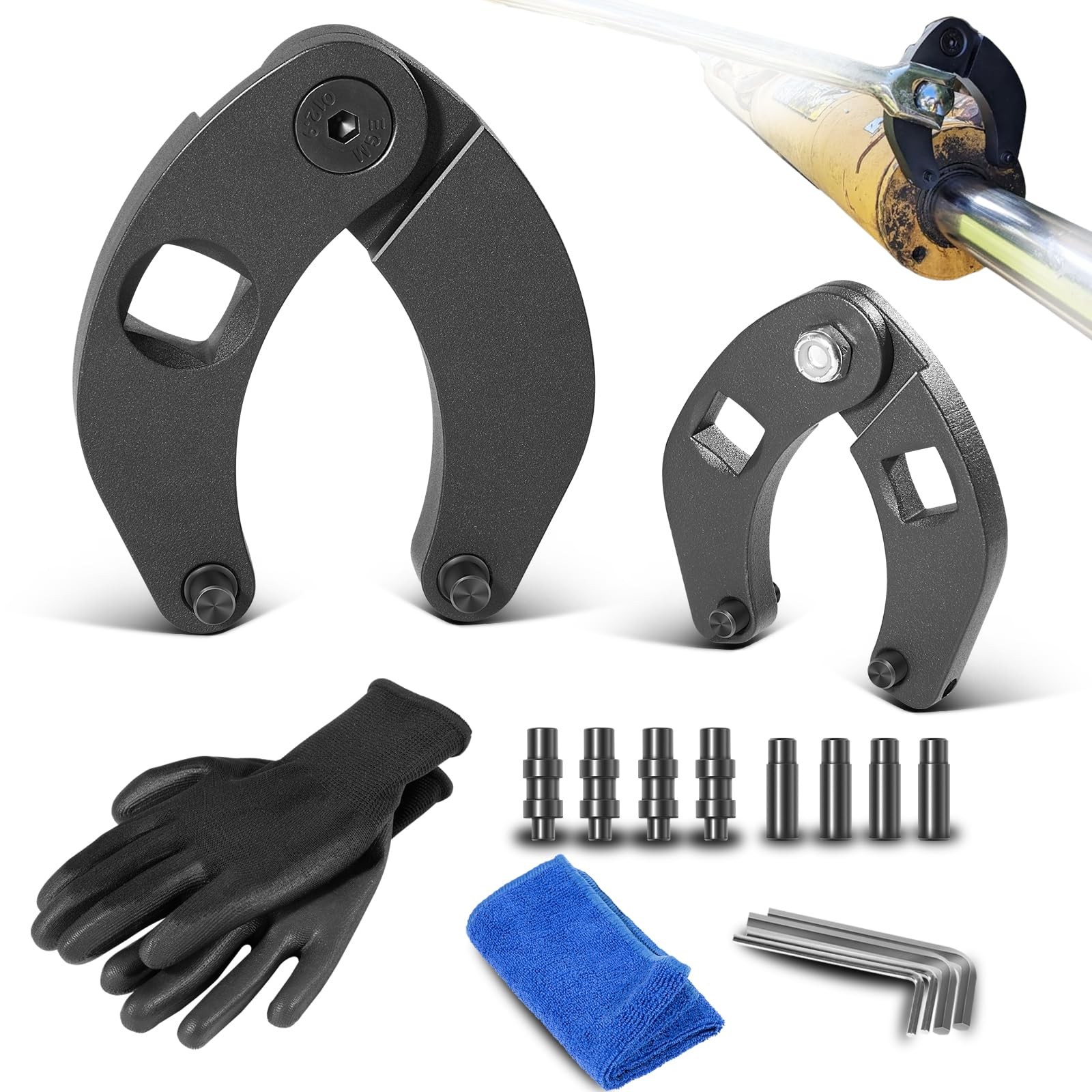 1266 7463 Adjustable Gland Nut Wrench Spanner Tool Set with Gloves & Towel