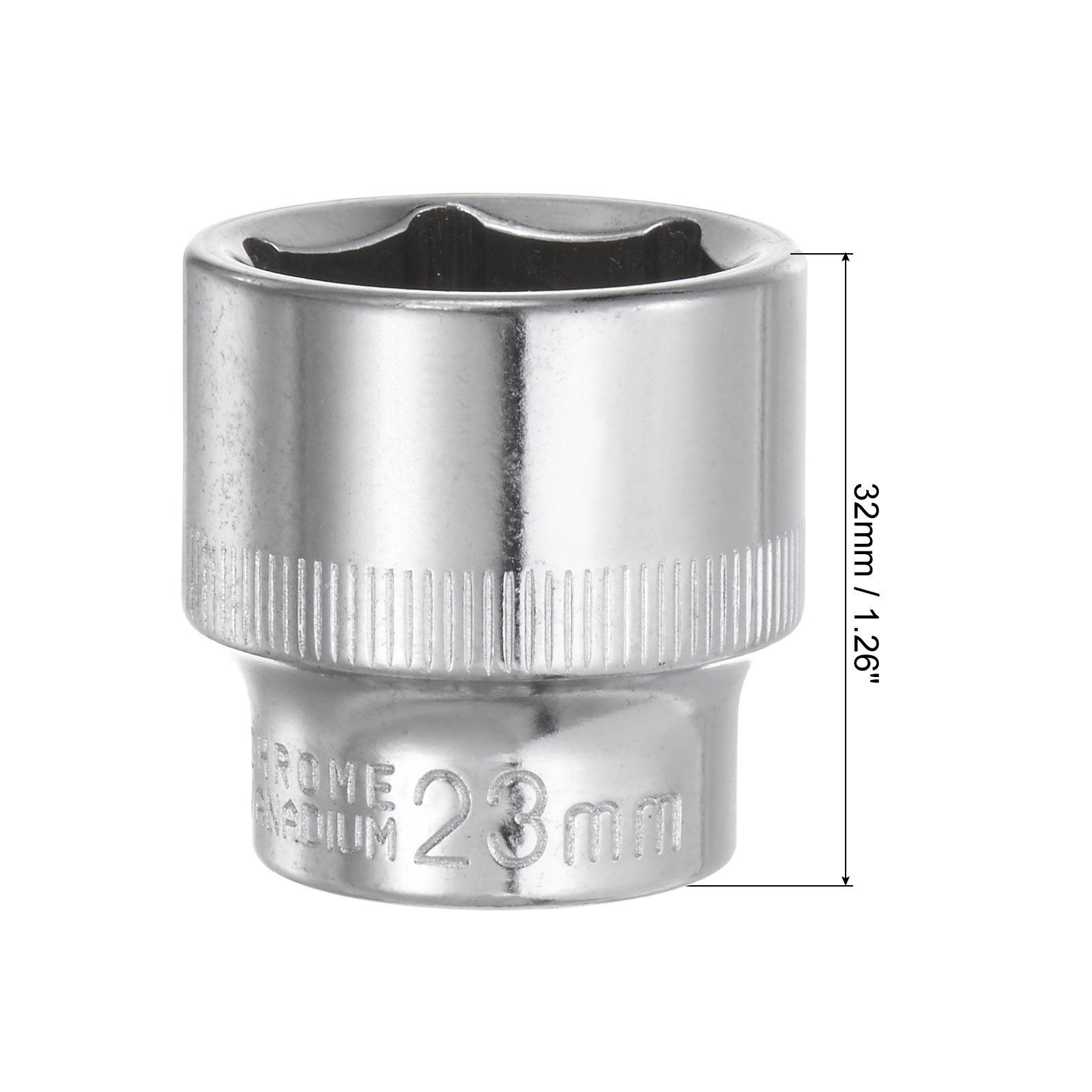 6-Point Shallow Socket 3/8″ Drive 23mm Cr-V Metric Socket
