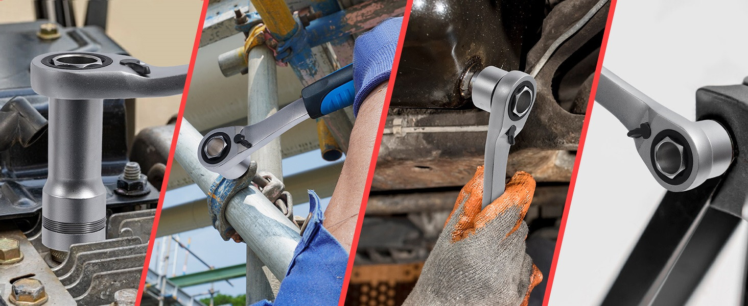 Pass Through Socket Set Go Thru Ratchet Wrench Tool for Hex Square E-Torx Spline