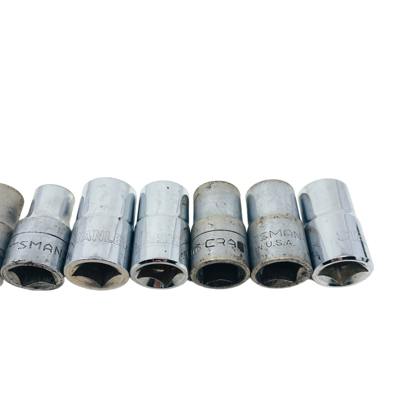 11 Pcs Craftsman, Stanley and Assorted 1/2 in, 1/4 in Socket Set, Made in USA