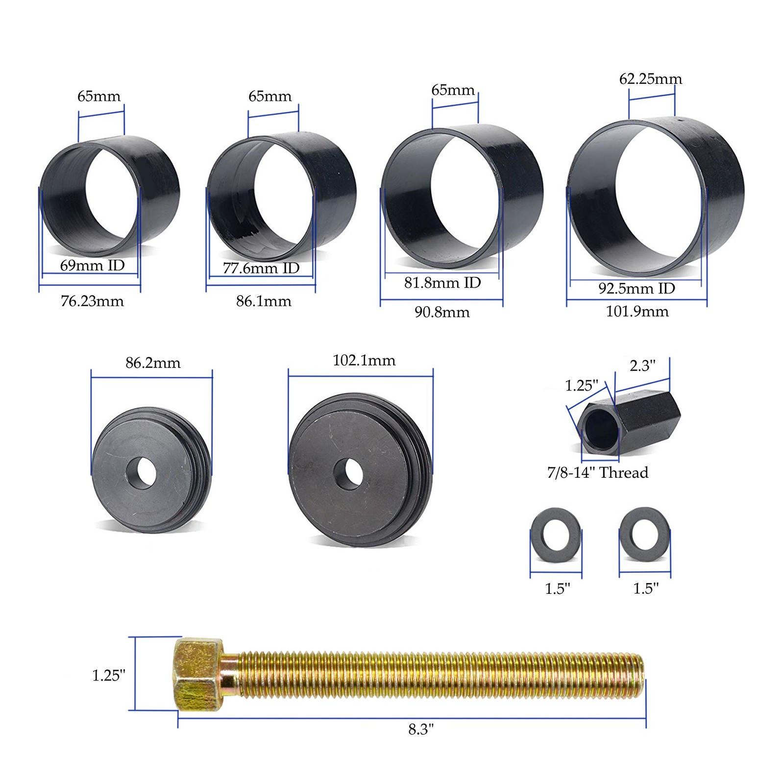 Astro Tools 78825 XL Grade 8 Drive Bolt Front Wheel Bearing Puller Kit 25pc