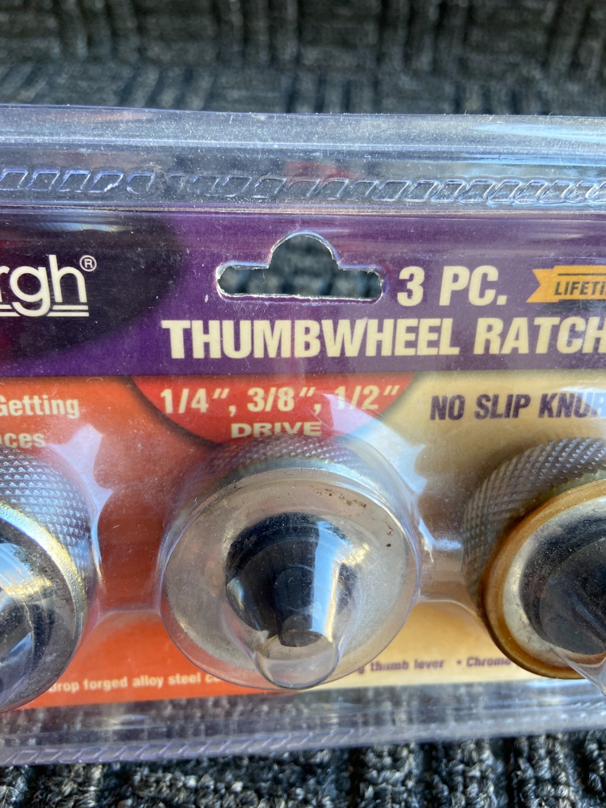 Pittsburgh 94011 -3 PC Thumb Wheel Ratchet Set Reversing Thumb Lever Knurled~NEW
