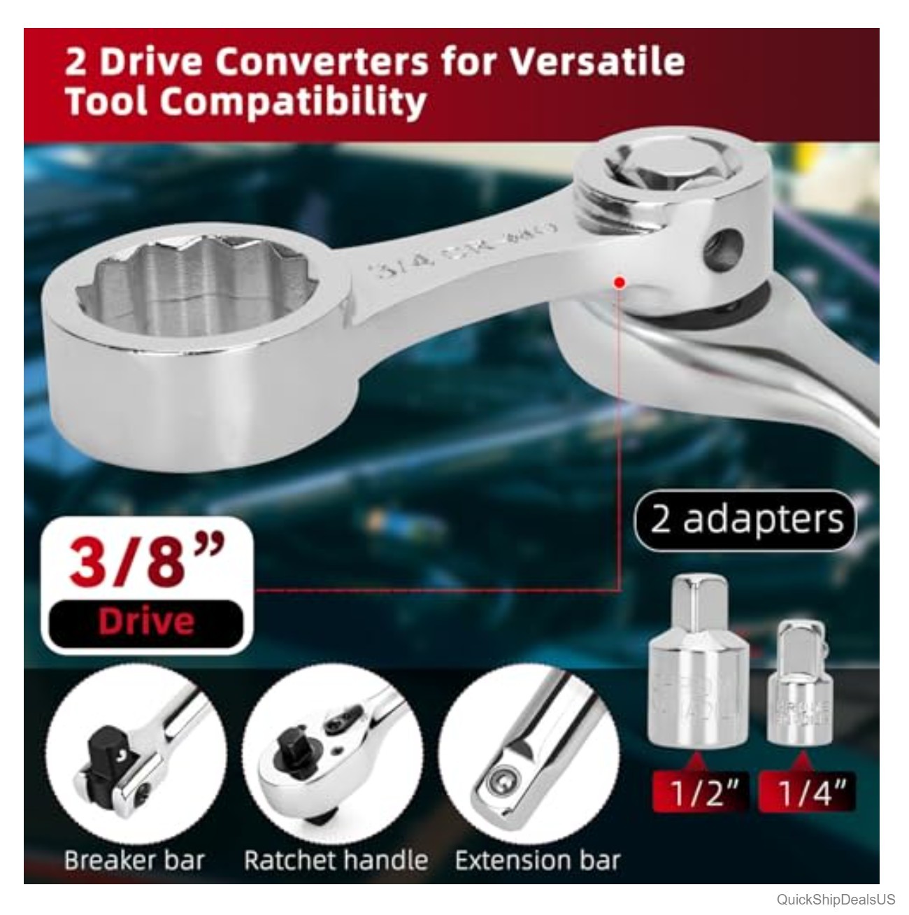 Torque Adapter Set SAE 12 Piece 3/8 Drive 12 Point Box End 5/16 to 7/8 Inch