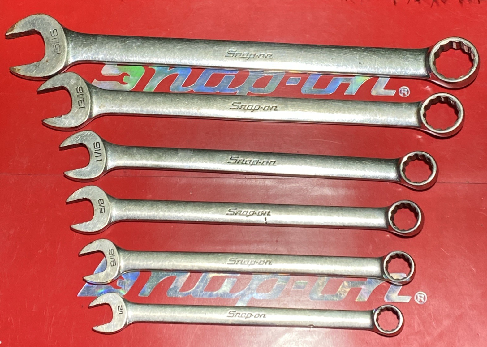 Vintage Snap-On USA 6pc SAE OEX30A, 26, 22, 20, 18, 16 Comb. Wrench Set 12 Point