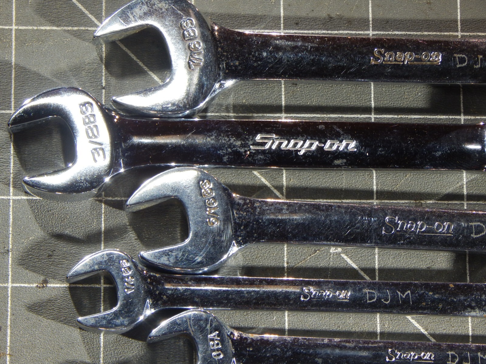 EUC Snap On 7 Piece British Standard Short Wrench Set 3/16BS 7/16BS WOEX BA BS