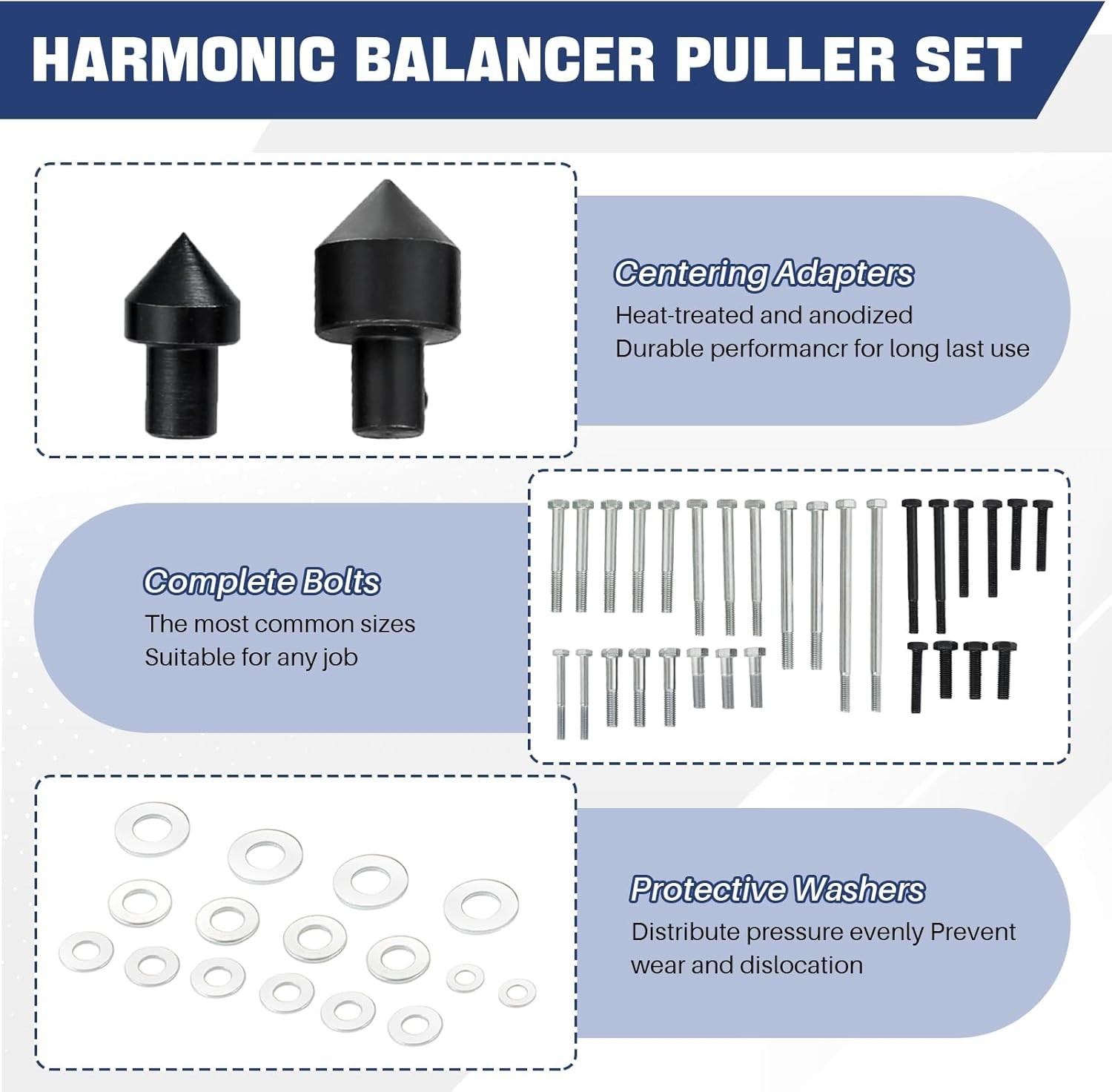 Harmonic Balancer Puller Set, 46 Pcs Flywheel Steering Wheel Puller Kit Gear …