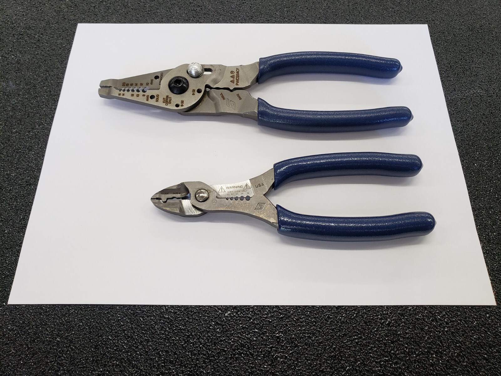 Snap-on Tools POWER BLUE 2pc Soft Grip 7″ & 9″ Wire Stripper Cutter Crimper Set