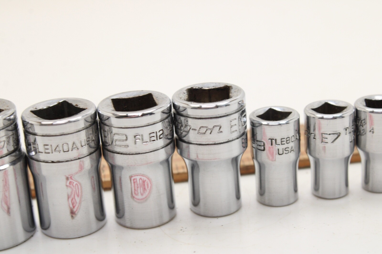 Snap-on FLE/TLE 10 Piece 1/4″ 3/8″ Drive Inverse Torx Socket Set Chrome USA