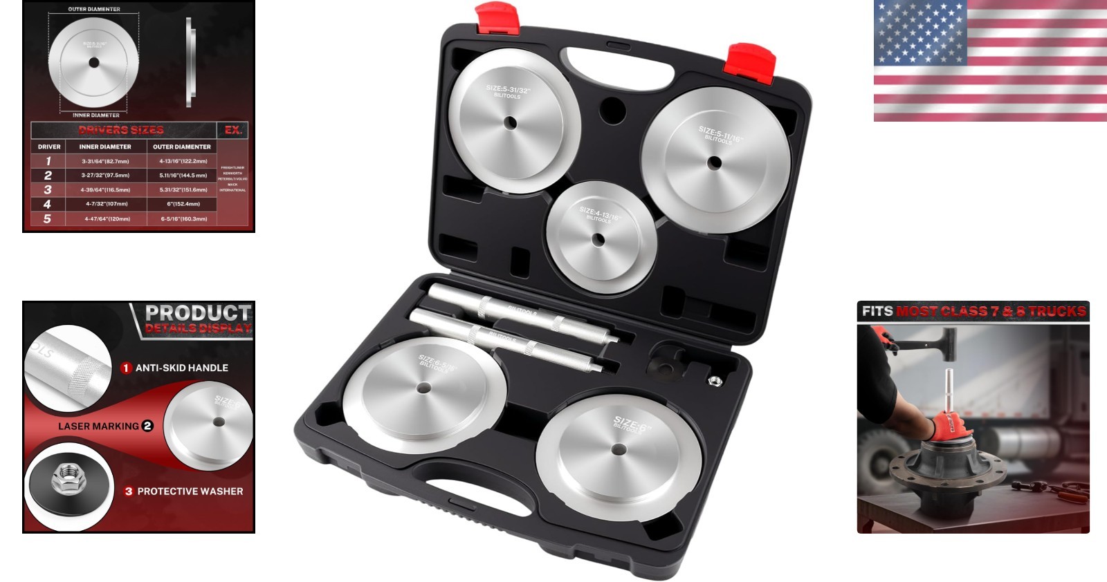 Heavy Duty Truck Hub Seal Installer Kit for Class 7-8 Trucks