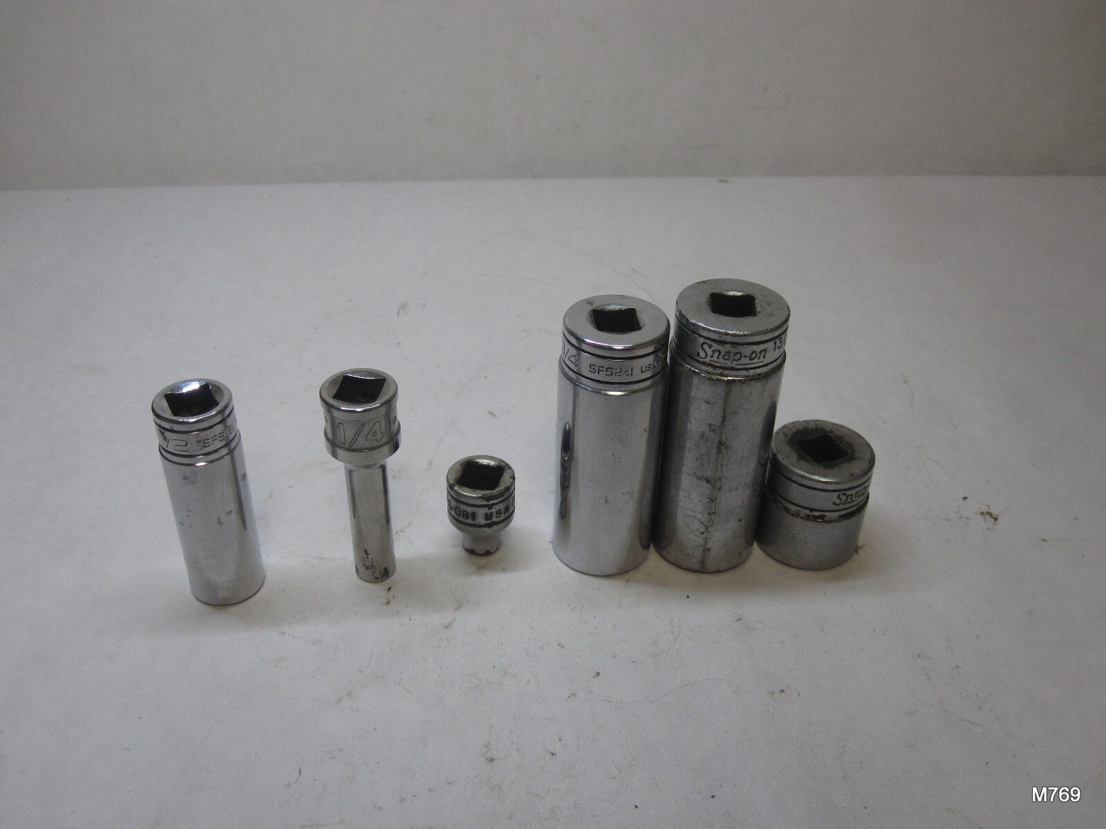 6 QTY Assorted SnapOn 3/8-Drive 6P Shallow/Deep Socket (2) 1/4 (2) 13/16 1/2 3/4