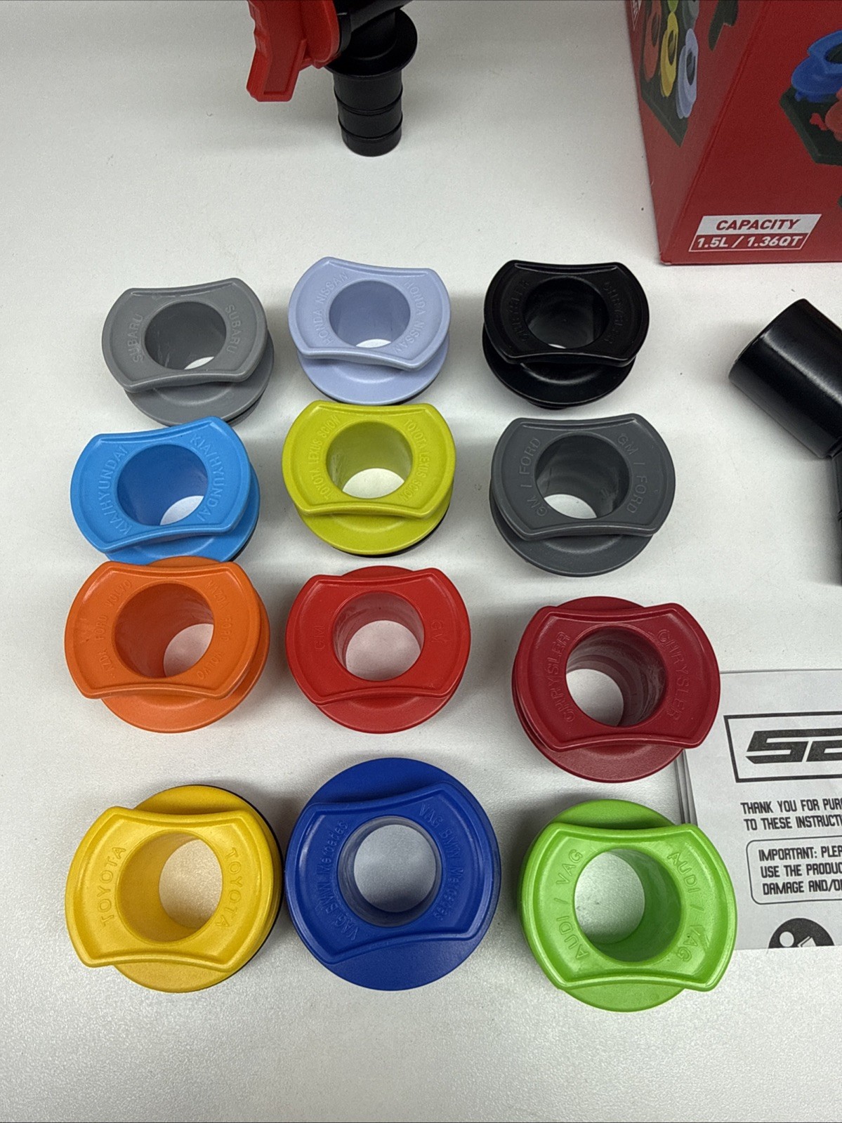 18 PCs Sedy Master Engine Oil Funnel Filling Kit Universal Colour Coded Open Box