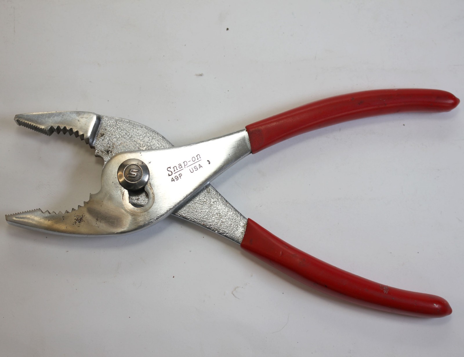 Snap-On USA No. 49P Slip Joint Pliers Red Grips 9″ long 1991 Date Made in USA