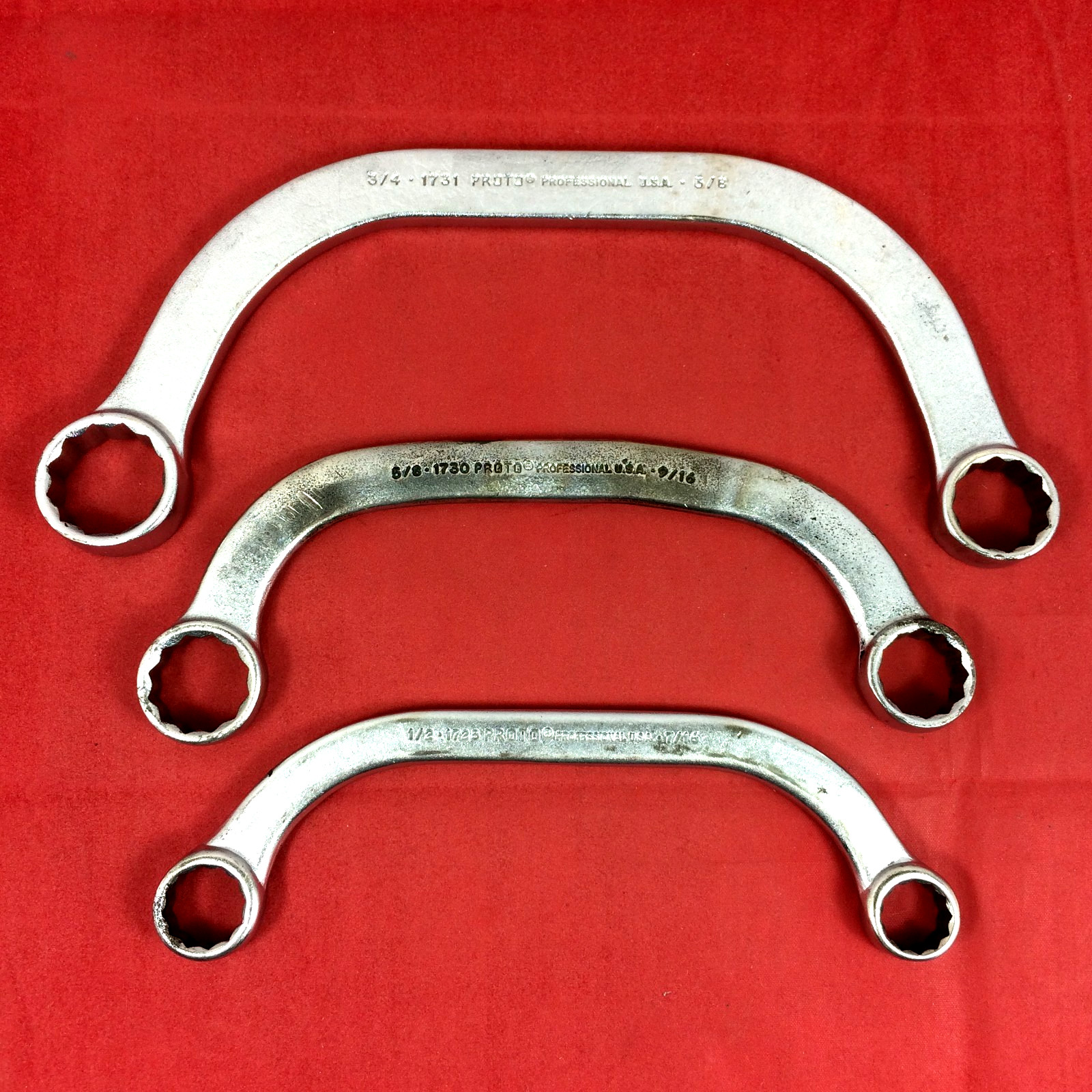 PROTO Professional 7/16″-3/4″ Half-Moon Obstruction Wrench Set 1725 1730 1731
