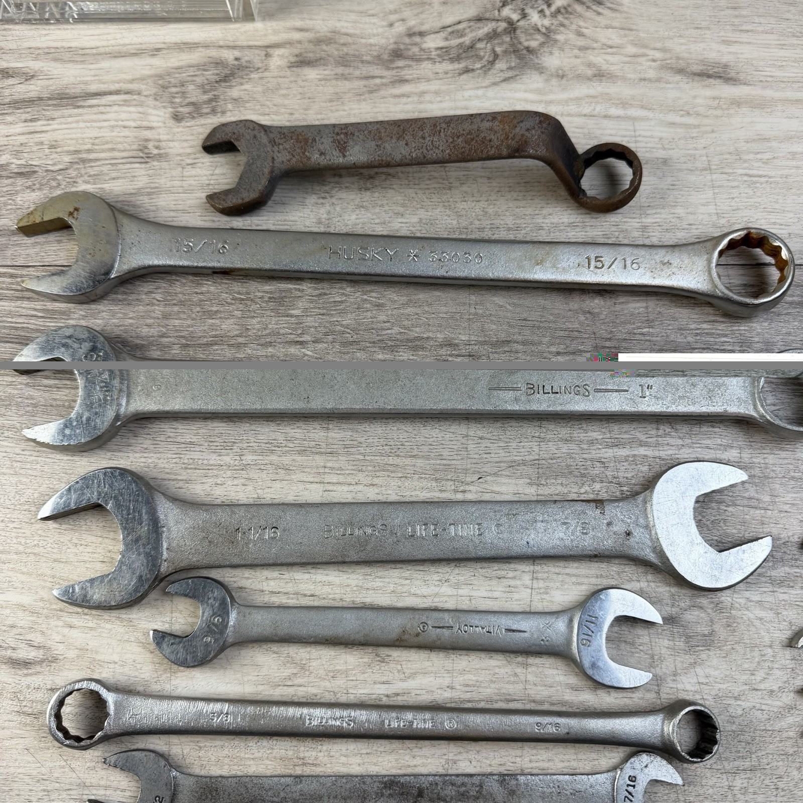25 Lot Billings + Husky SAE Wrenches Various Sizes Combination, Open, S, Off Set