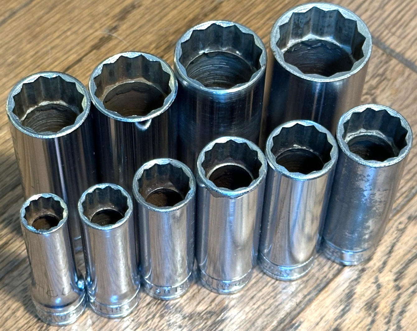 🇺🇸 Snap On Tools DEEP SAE 3/8” – 7/8″ Socket Set Lot 12-PT Drive Rail Rack