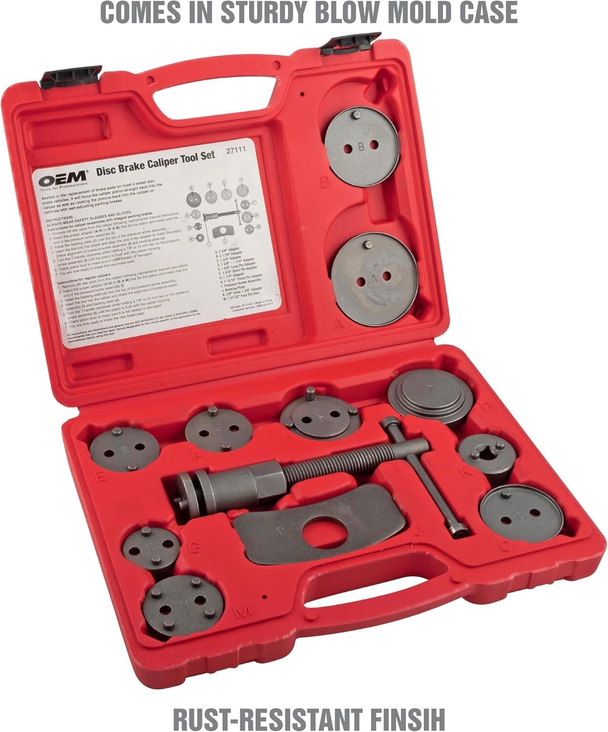 Universal Front and Rear Brake Caliper Tool Set – 11 Adapters for Most Cars