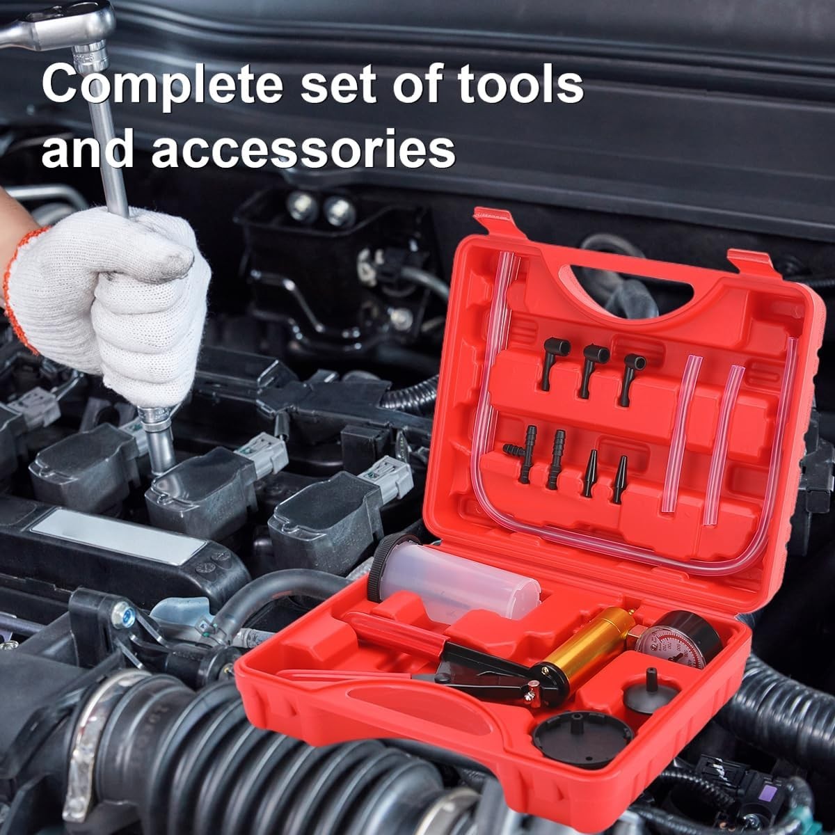 Versatile Brake Bleeder Kit with Handheld Pump for Cars & Motorbikes – 1.67 lbs