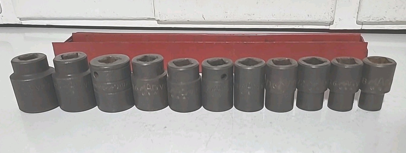 Mac Tools 1/2” Drive 6 point 11 Piece Shallow Impact Socket Set 3/8” – 1″ & Tray