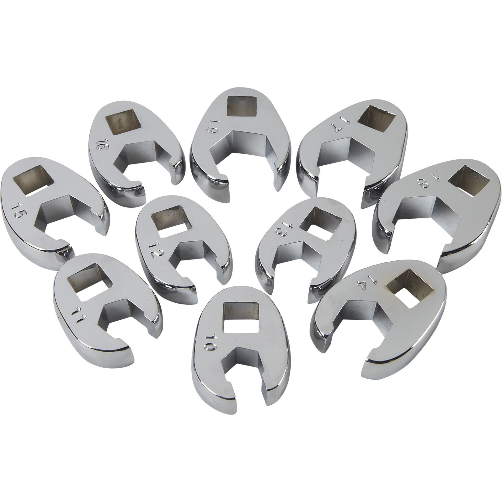 Klutch 3/8in. Drive Crowfoot Flare Nut Wrench Set, 10-Pc., Metric