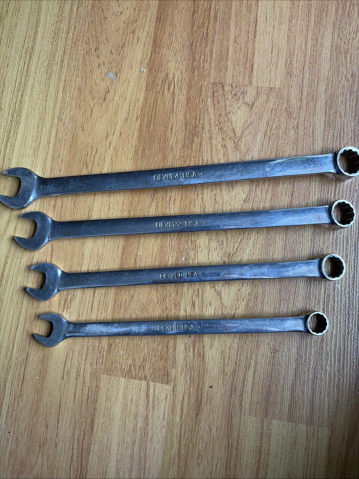 Snap-on OEX24 OEX22 OEX20 OEX18 SAE Combination Wrench Set 4pc USA 3/4 11/16 5/8