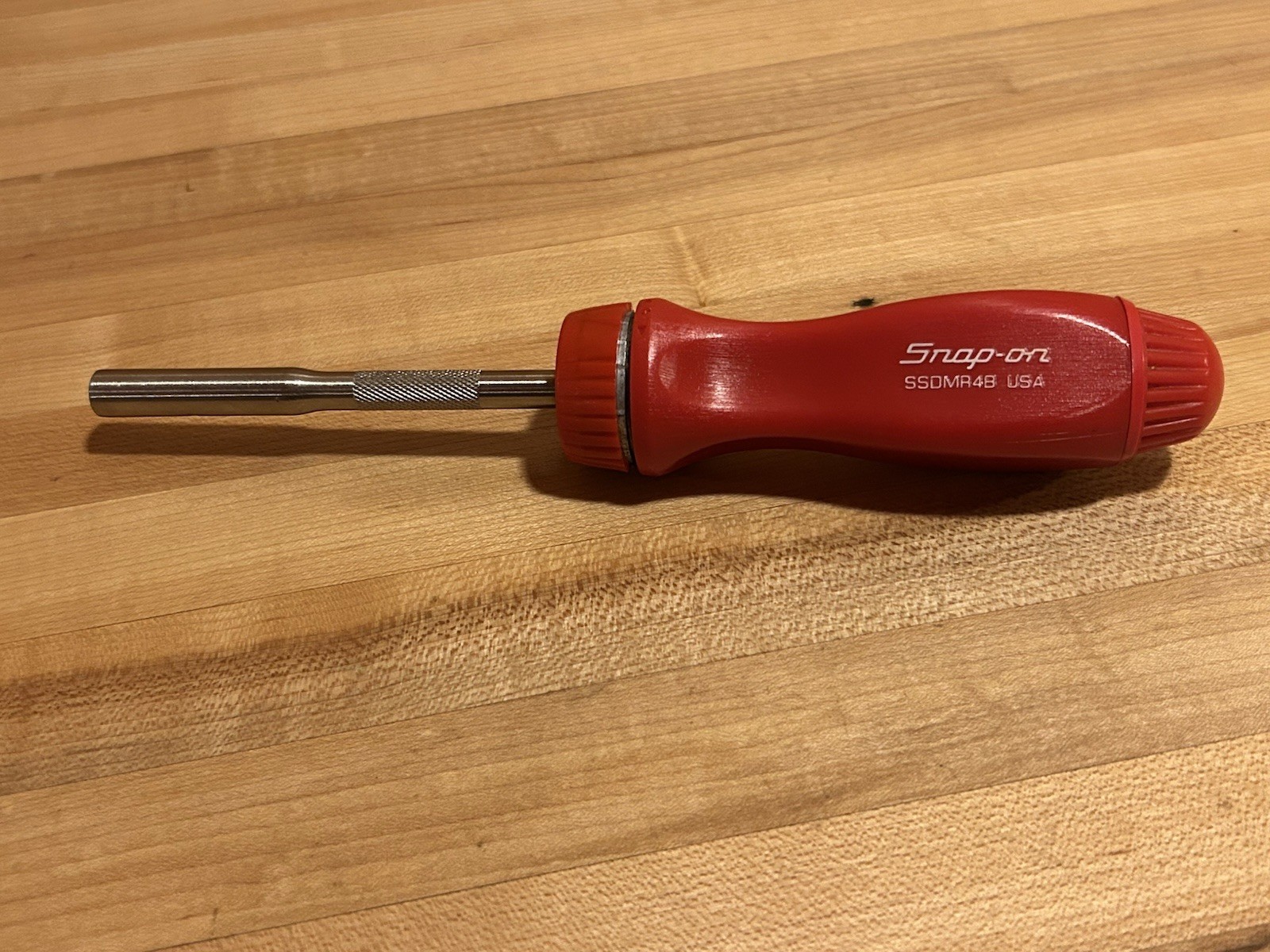 Snap-on Tools | 1990s SSDMR4BR Red Ratcheting Screwdriver + 4 Original Bits