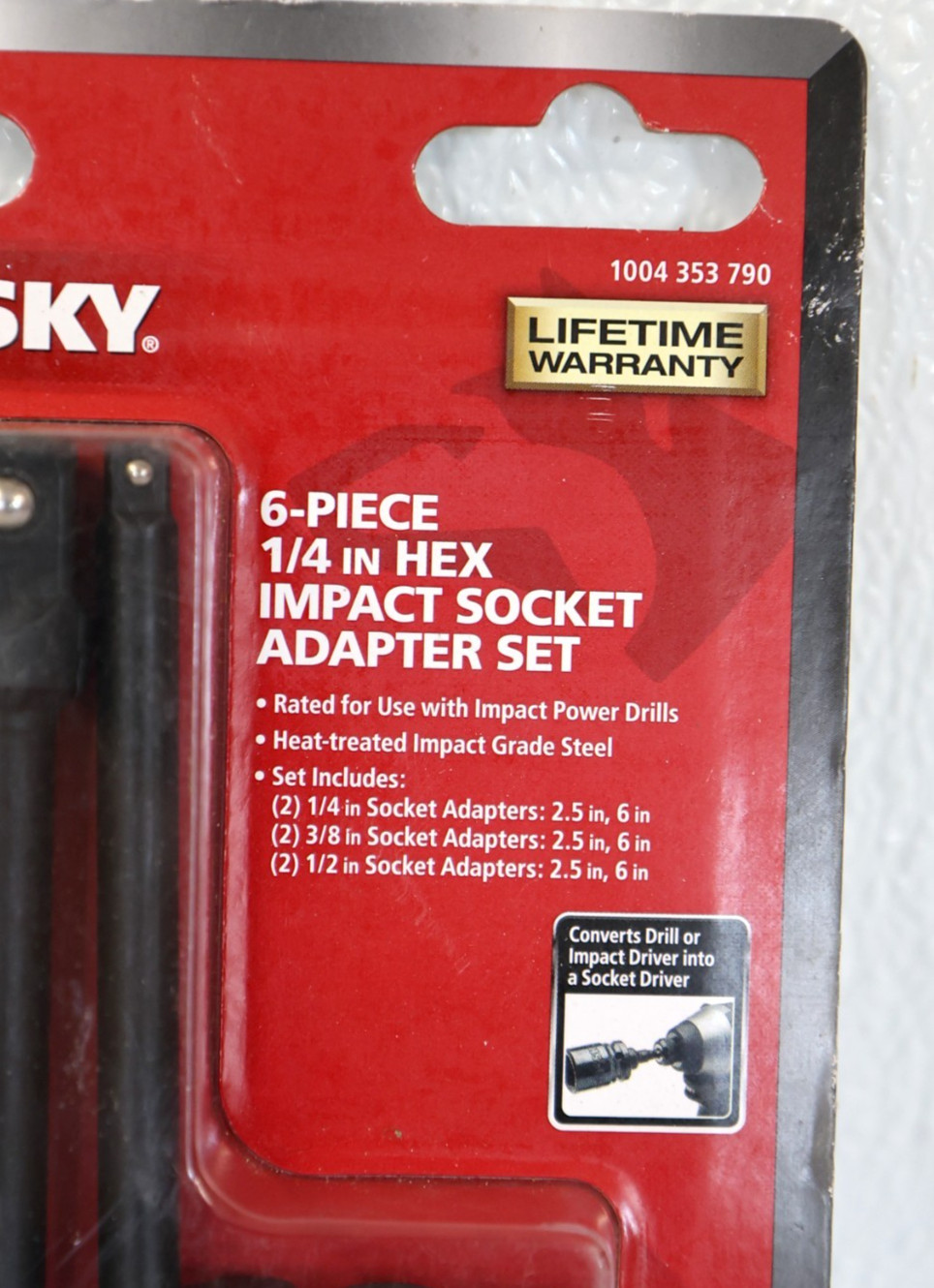 Husky 6 Piece 1/4″ Hex Impact Socket Adapter Set, HISKDRAPT6PC, New Sealed